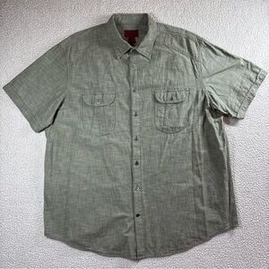 The Foundry Supply Men’s Sage Short Sleeve Button Down Shirt 2XLT Modern Casual